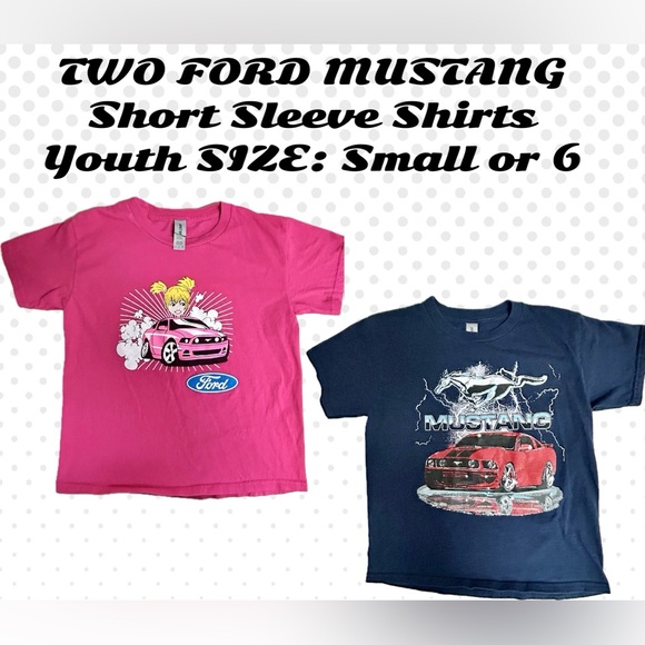 NWOT - TWO FORD MUSTANG KIDS Short Sleeve Shirts SIZE: Small or 6 - Shirt Bundle - Picture 1 of 10